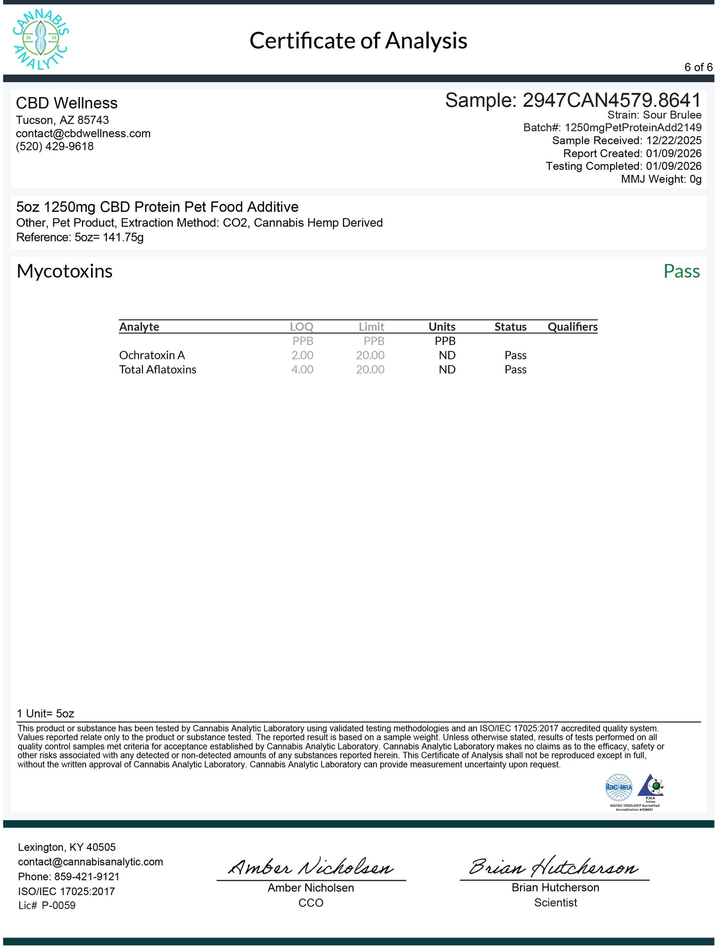 1250mg CBD Protein Pet Food Additive
