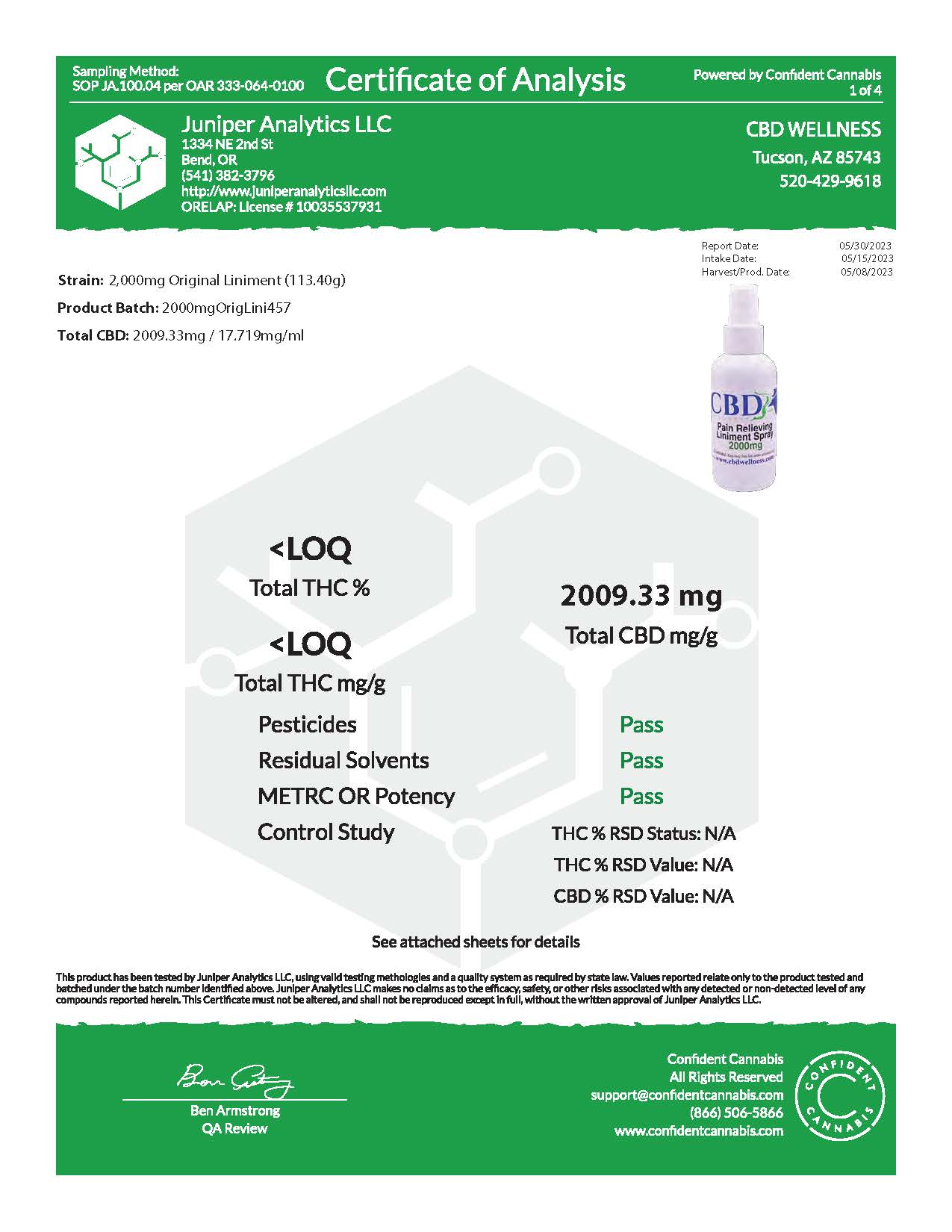 4oz 2000mg Original Liniment Spray