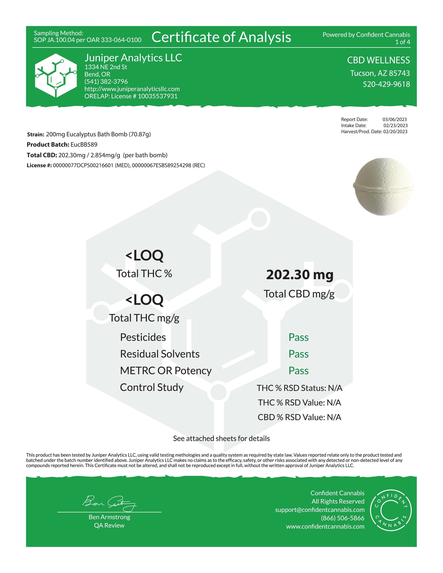 Bomba de Baño de Eucalipto 200mg CBD