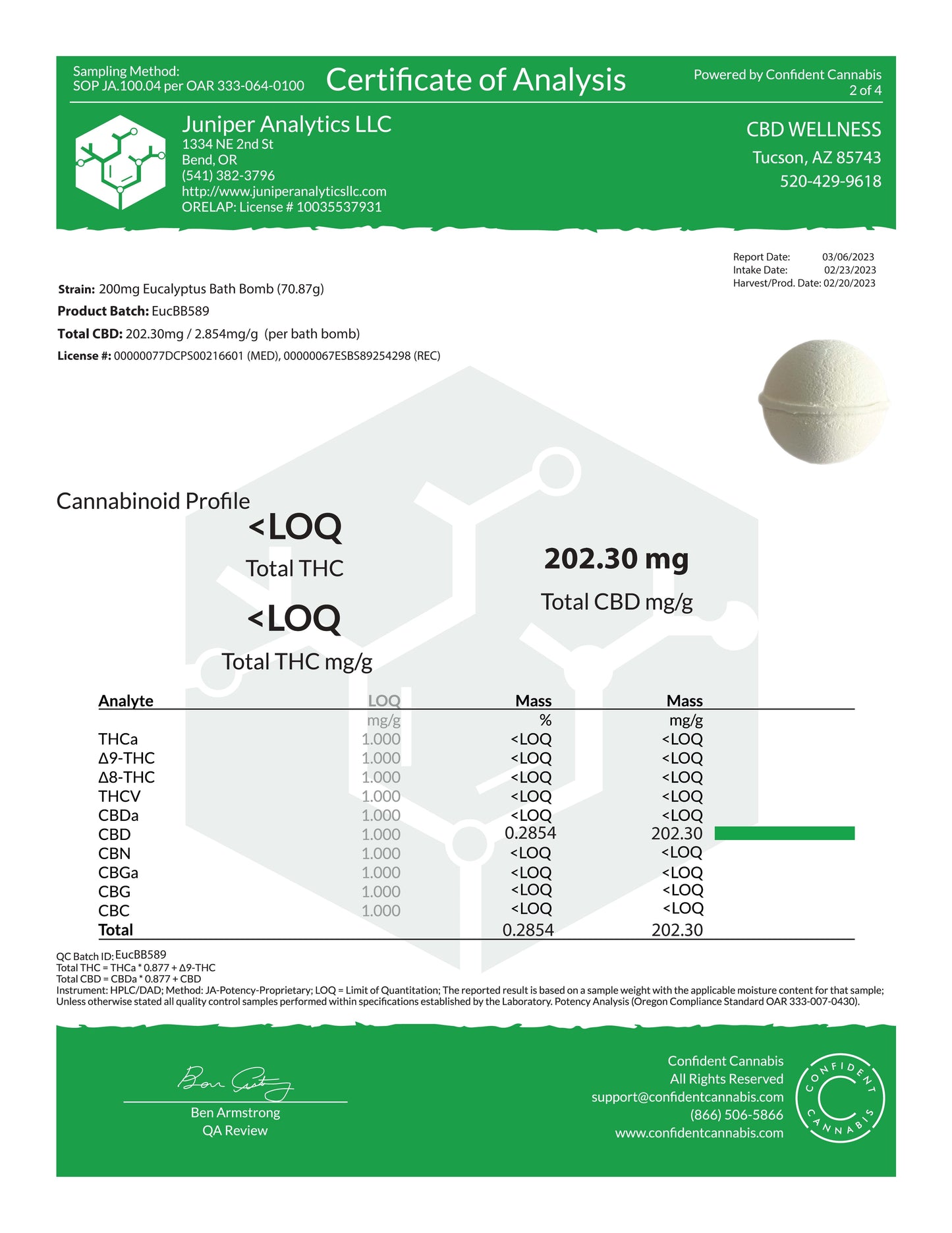 Bomba de Baño de Eucalipto 200mg CBD