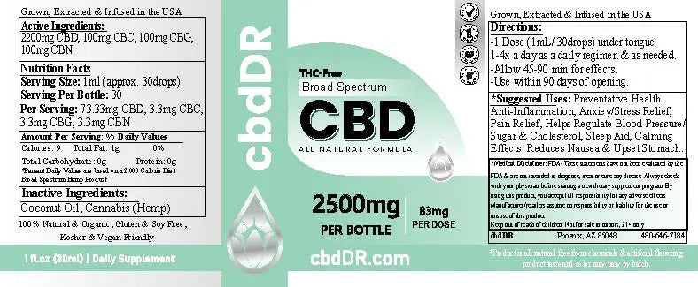 cbdDR 2500mg CBD-Rich Tincture cbdDR