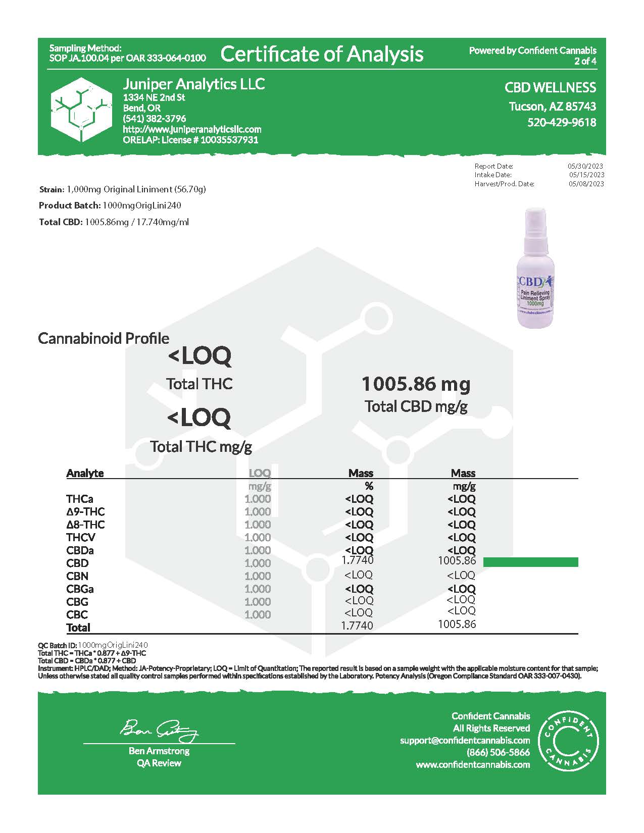 2oz 1000mg Original Liniment Spray