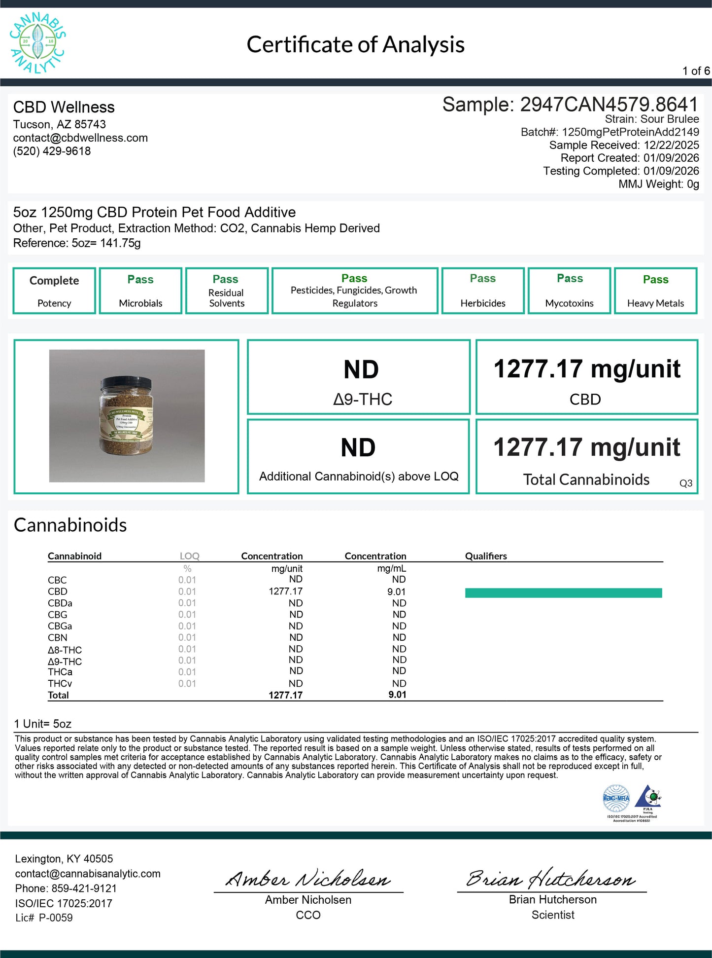 1250mg CBD Protein Pet Food Additive