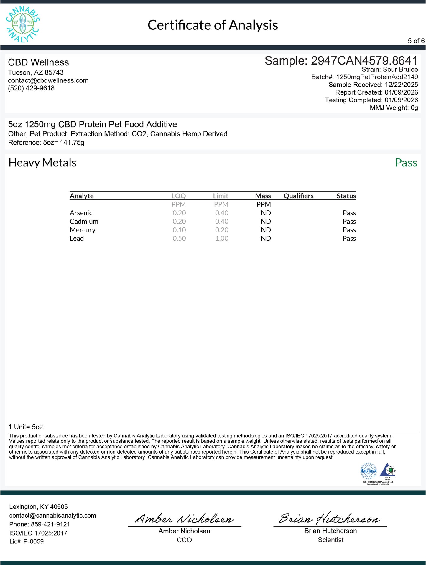 1250mg CBD Protein Pet Food Additive