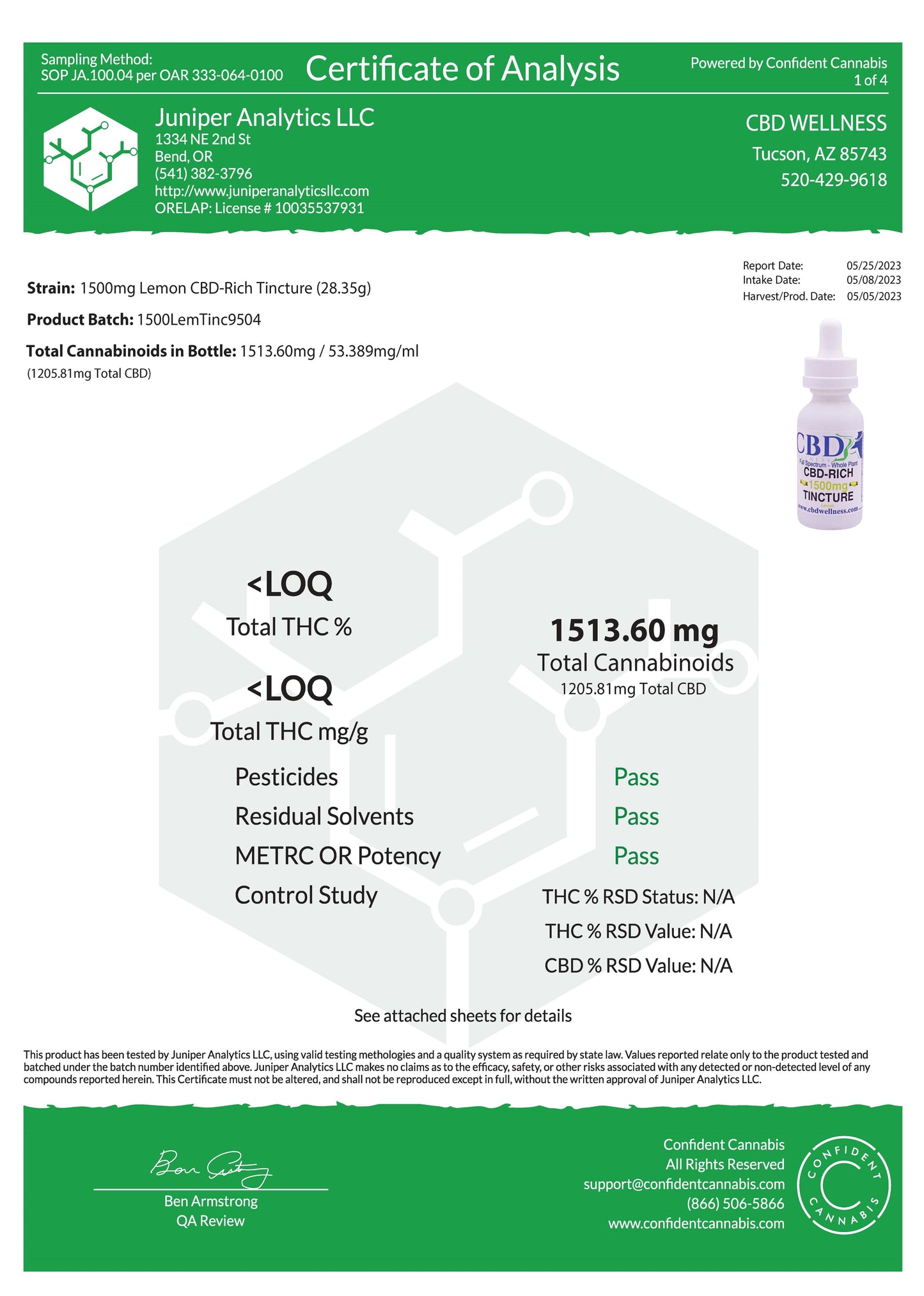 1500mg CBD-Rich Lemon Tincture