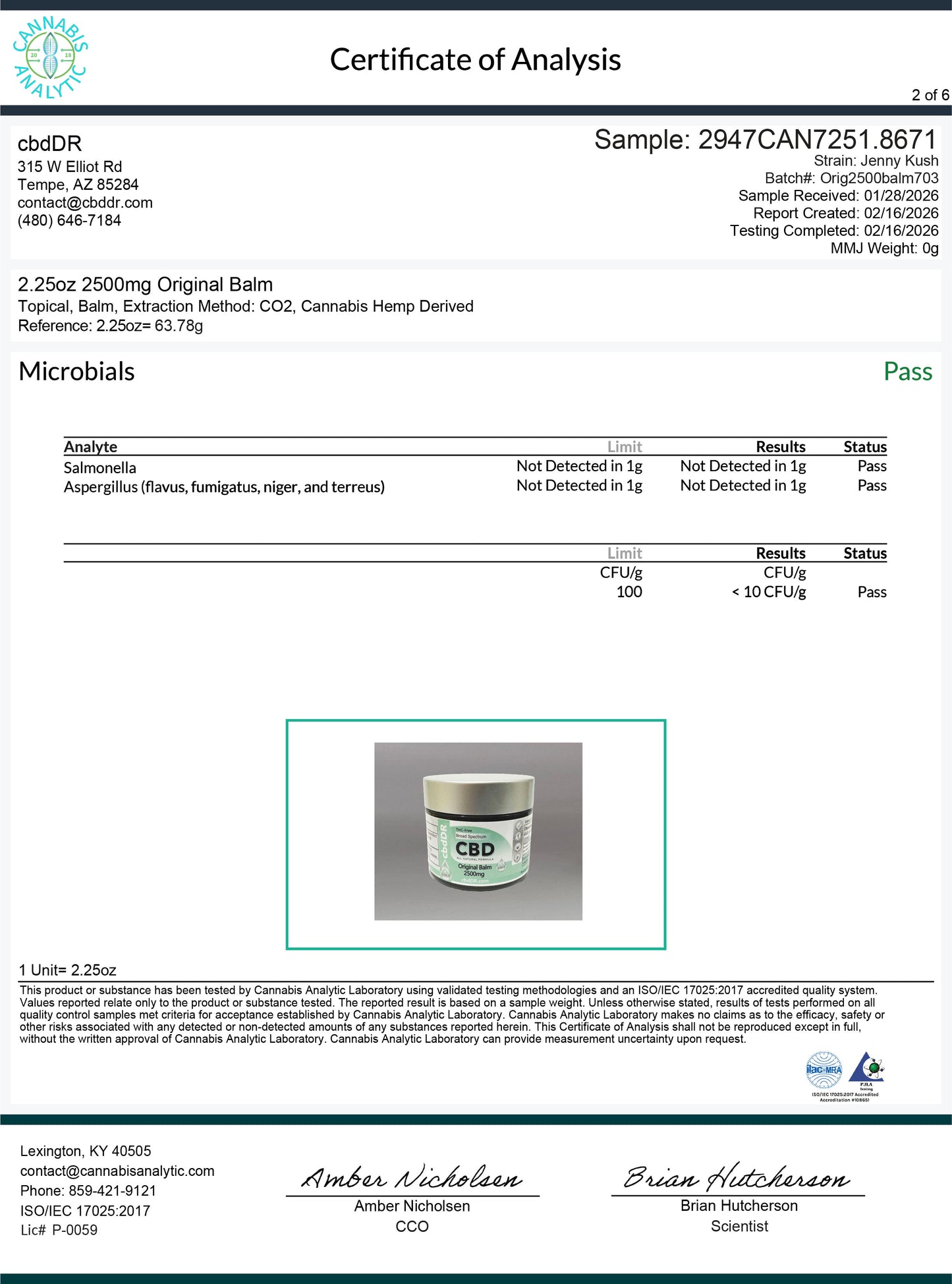 cbdDR 2500mg Original Pain Relief Balm (2.25oz)