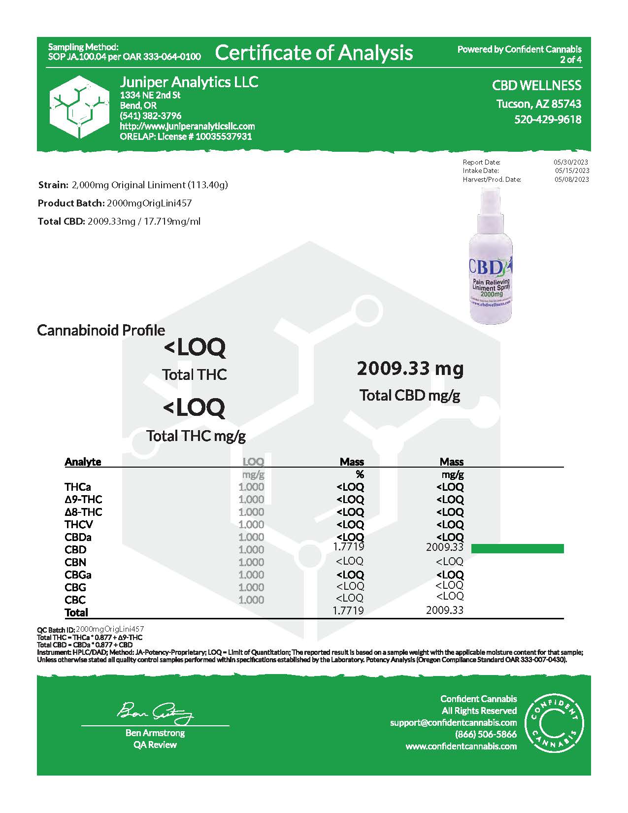 2000mg Original Liniment Spray
