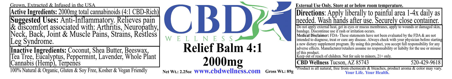 2.25oz 2000mg 4:1 Relief Balm