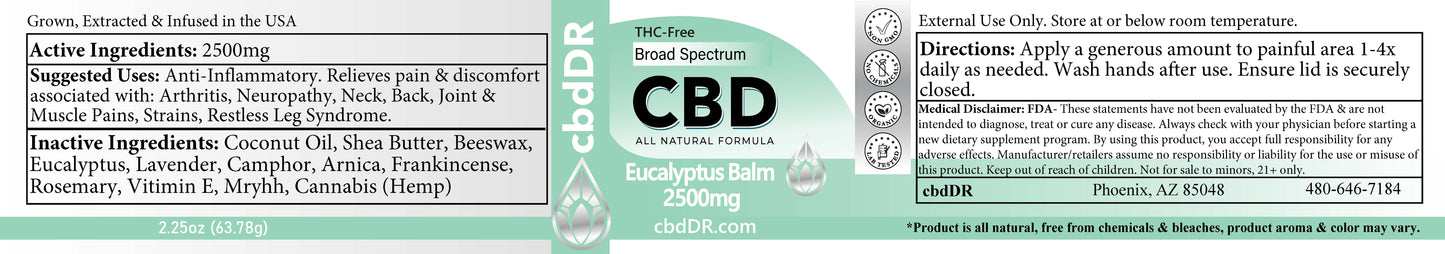 cbdDR 2500mg Eucalyptus Soothing Balm (2.25oz)