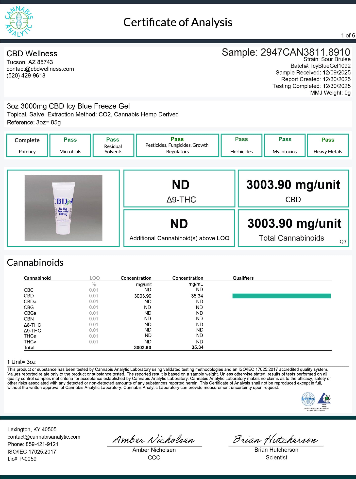 3oz 3000mg Icy Blue Freeze Gel
