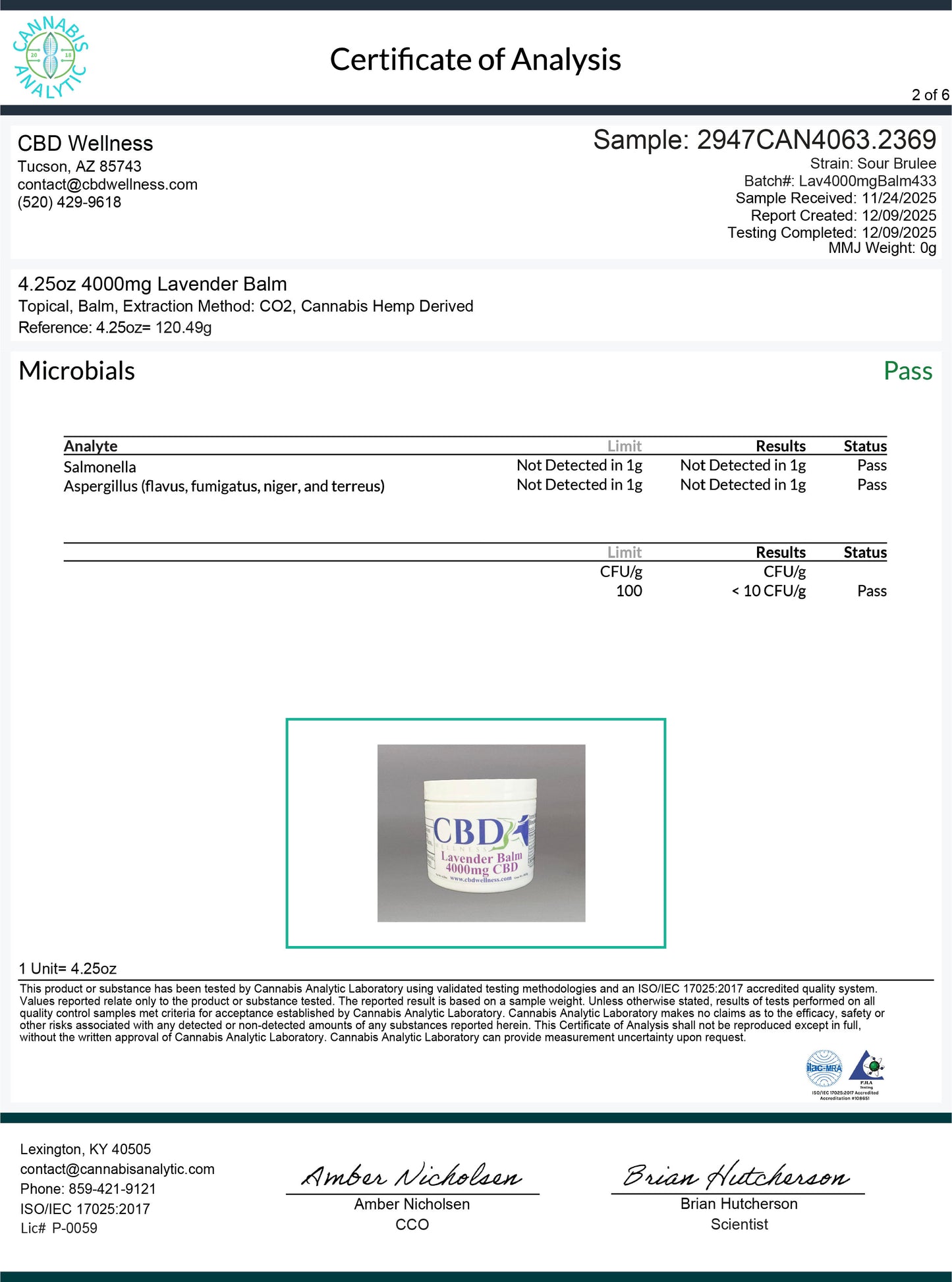 4oz 4000mg Lavender Balm CBD Wellness