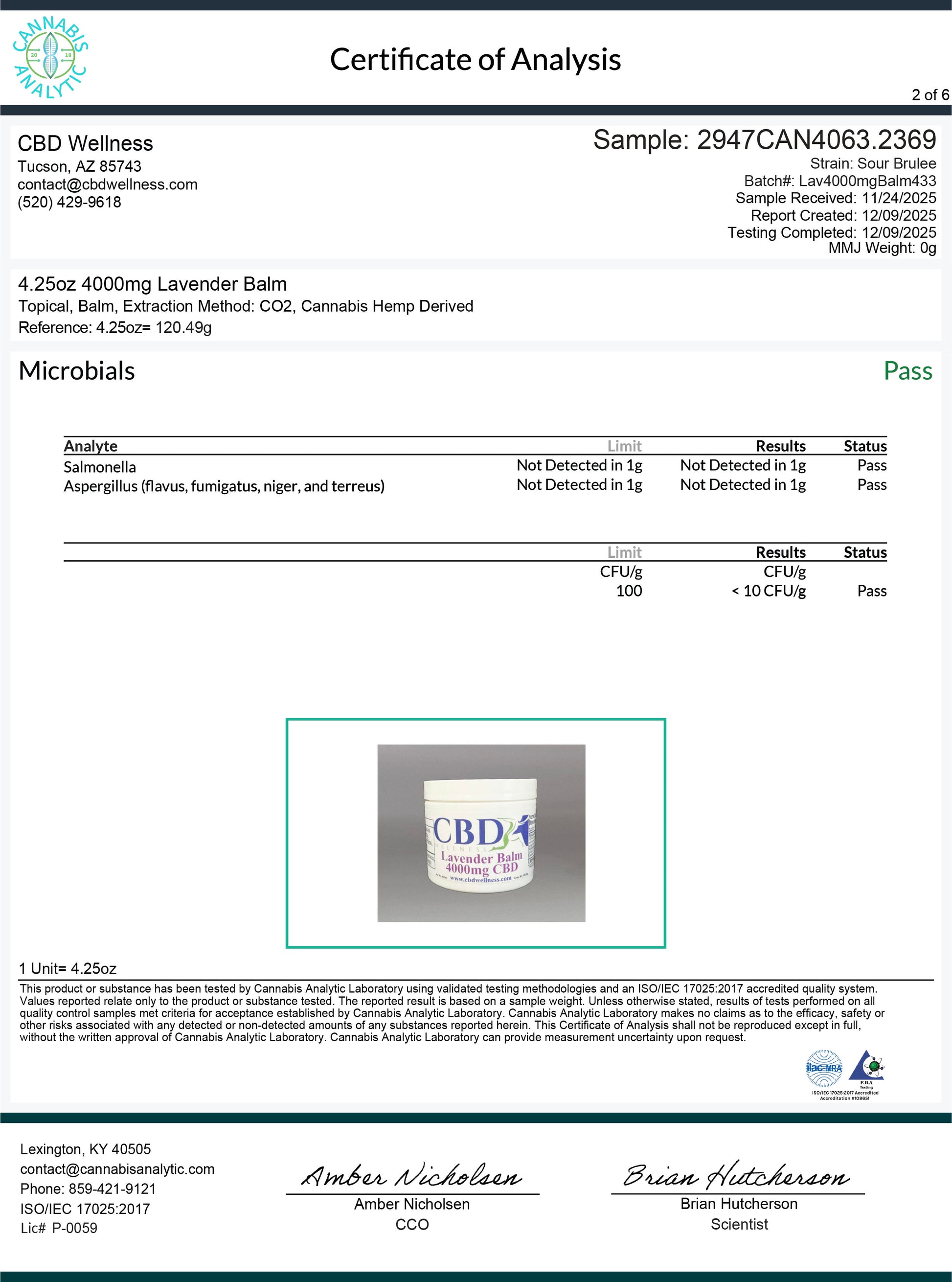 4oz 4000mg Lavender Balm CBD Wellness
