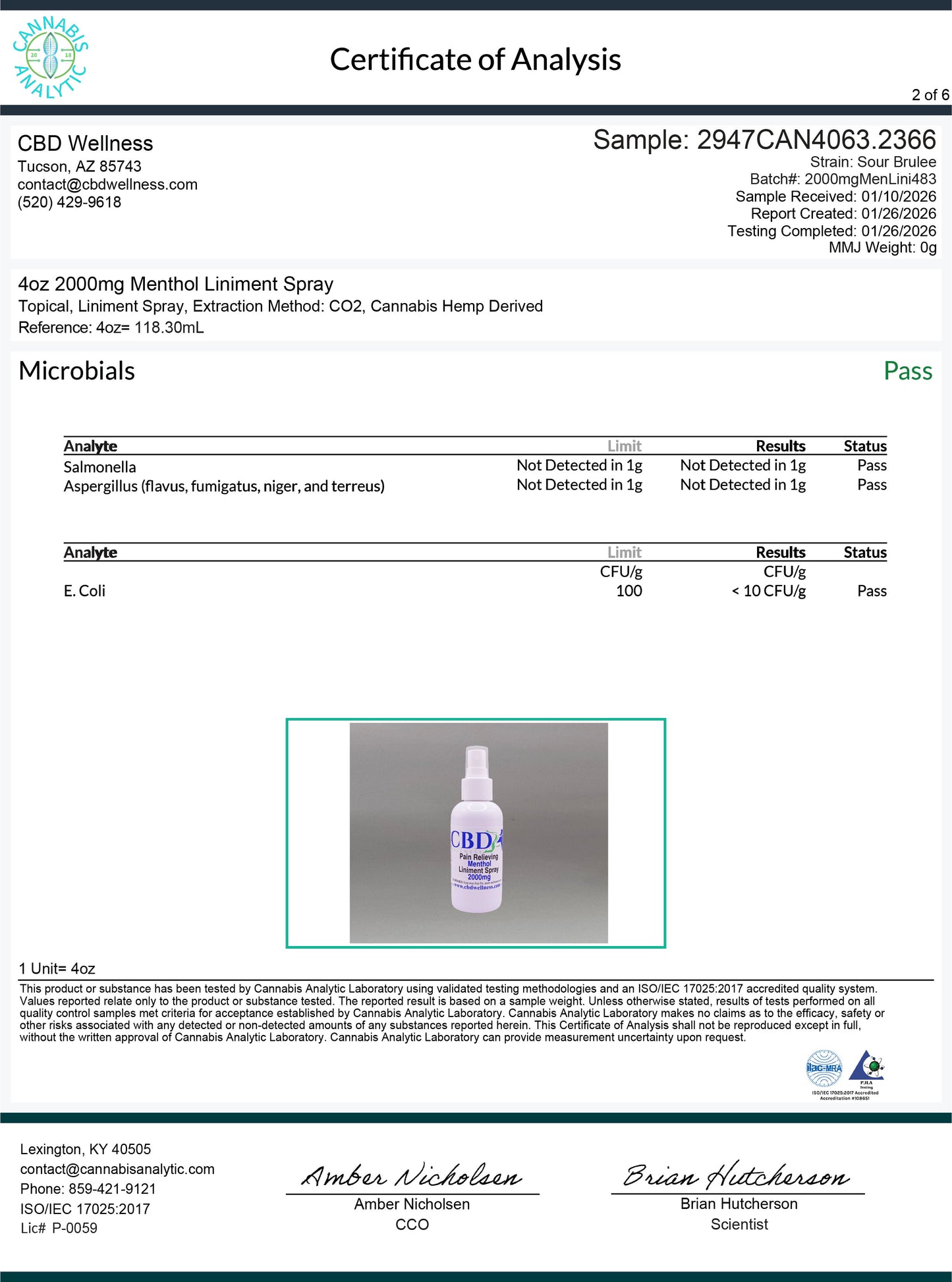 4oz 2000mg Menthol Liniment Spray