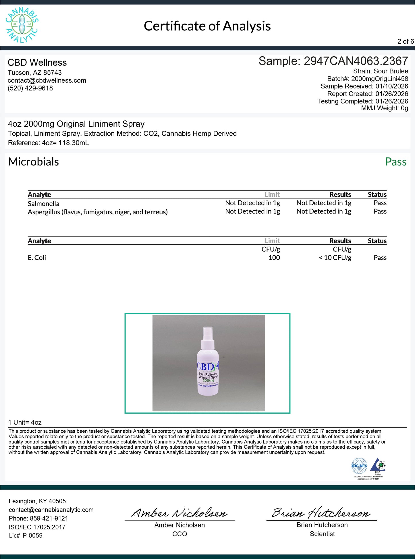 4oz 2000mg Original Liniment Spray