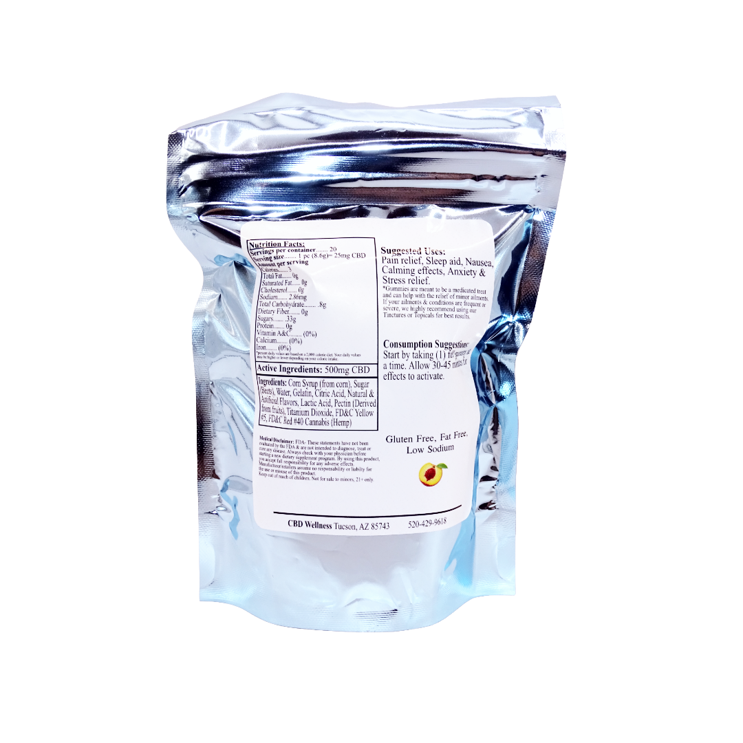 500mg CBD Peach Rings (20qty bag)