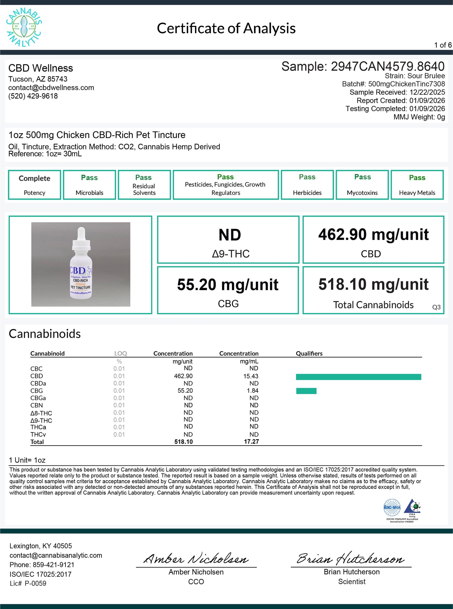 500mg Natural Chicken CBD-Rich Pet Tincture