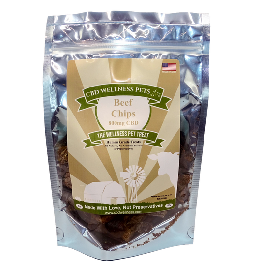 CBD Beef Chips for Dogs 800mg | Crunchy Human Grade CBD Dog Treats | CBD Wellness