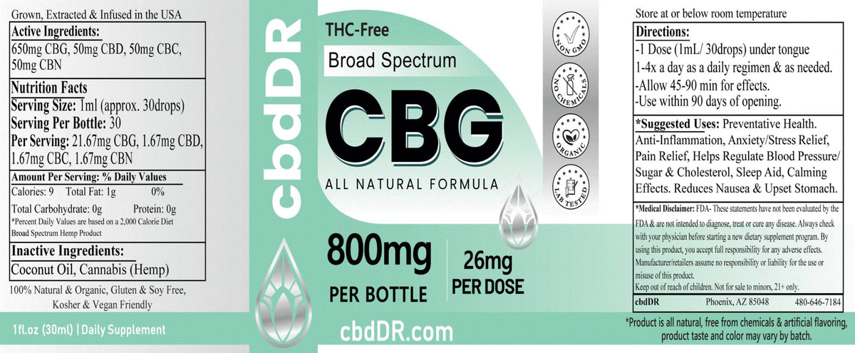 cbdDR 800mg CBG-Rich Tincture Anti-Inflammatory and Energy