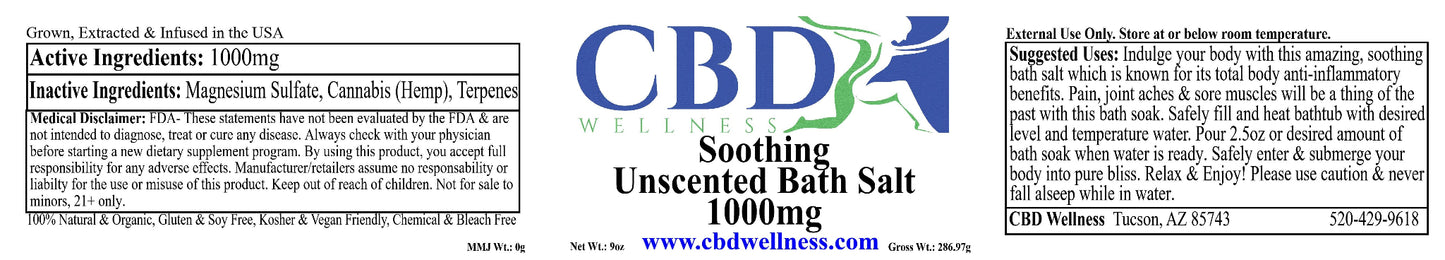 9oz 1000mg CBD Relaxing Unscented Bath Salts