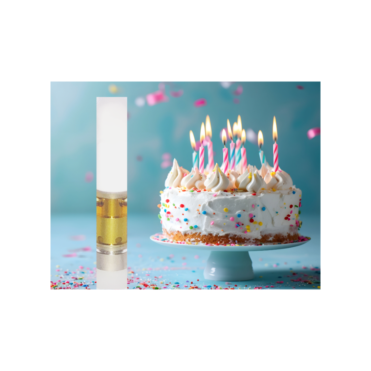 CBD Wellness Birthday Cake CBD Vape 600mg cartridge with sweet vanilla cake flavor — Indica-dominant, full-spectrum, lab-tested