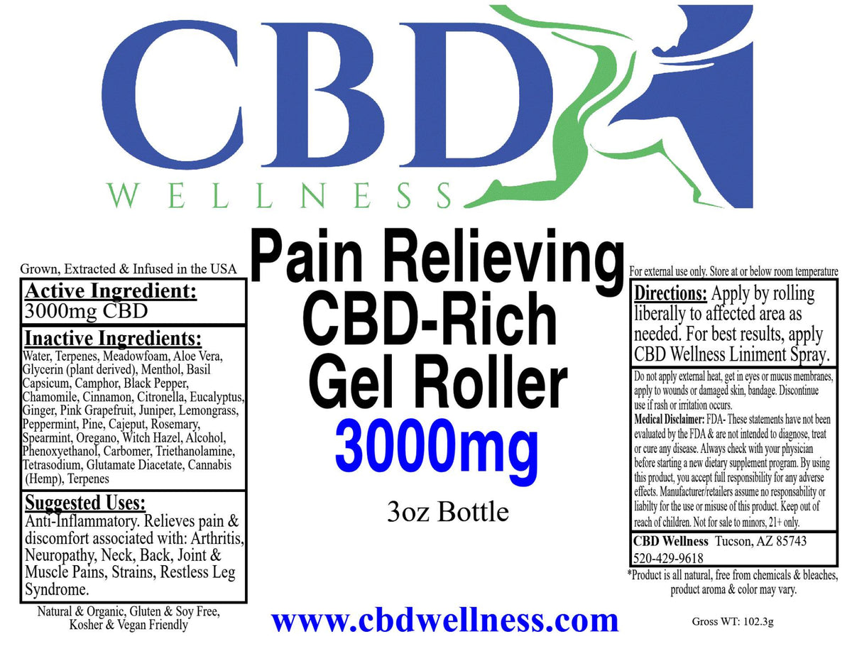 3oz Pain Relieving Gel Roller 3000mg