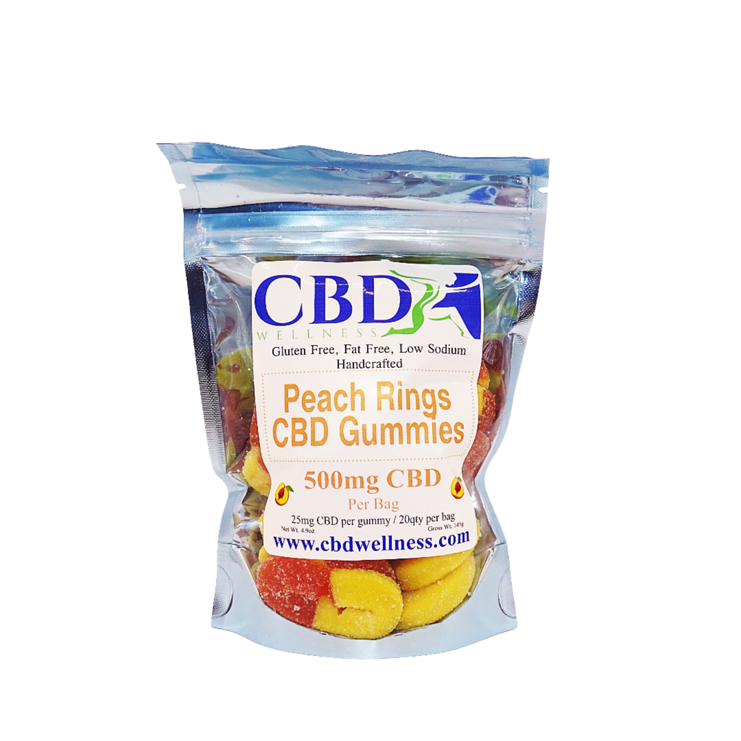500mg CBD Peach Rings (20qty bag)