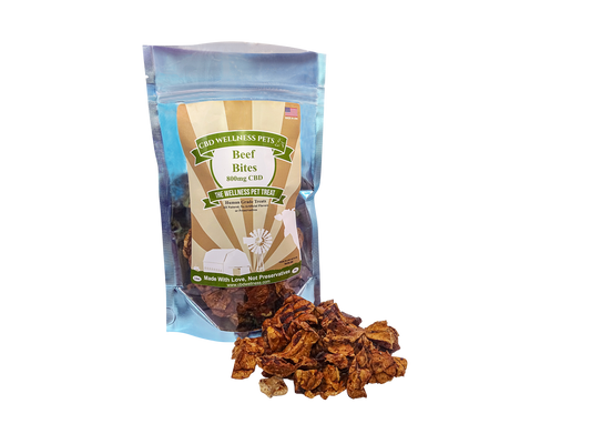 CBD Wellness 800mg CBD Beef Bites — full-spectrum hemp CBD dog treats, beef flavor, human grade, grain-free, lab-tested, made in USA
