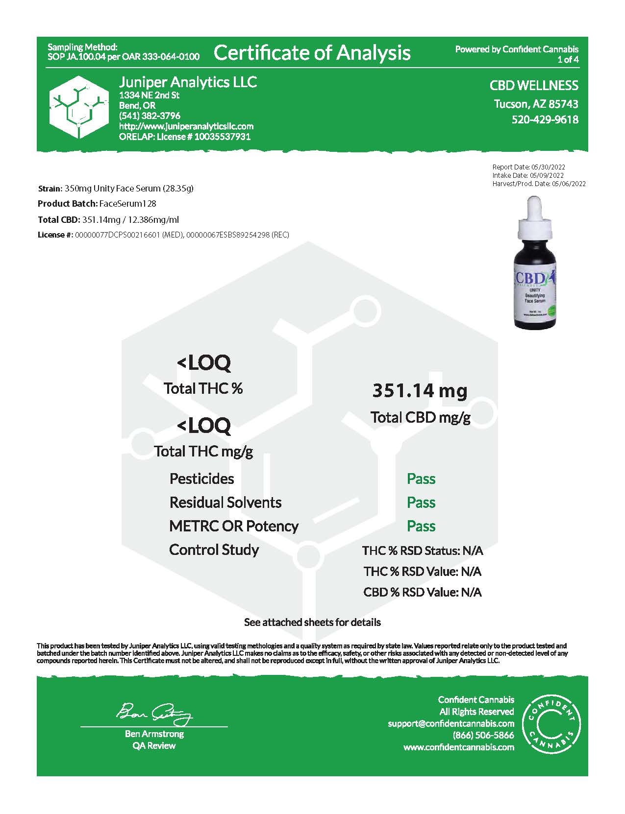 Suero facial de unidad de 350 mg