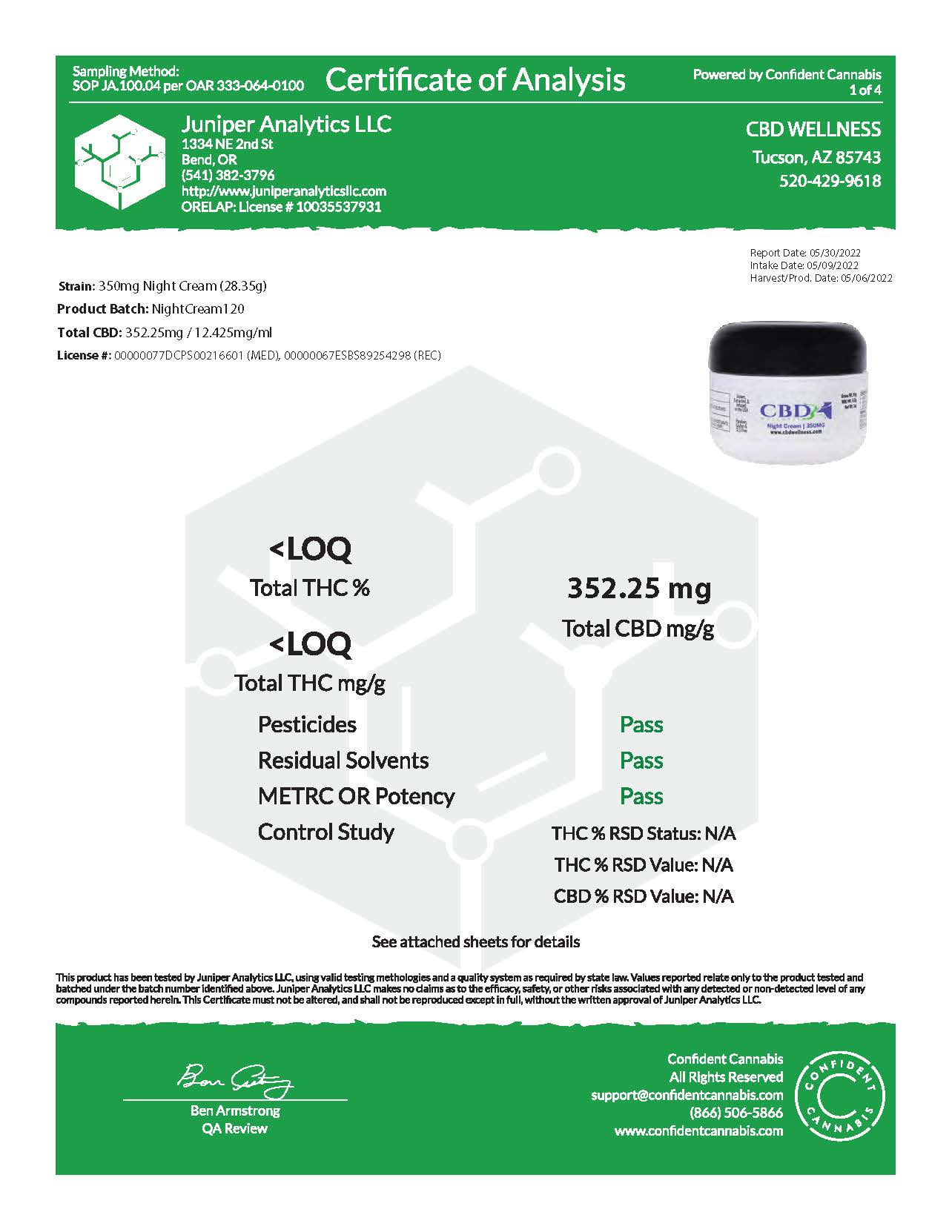 Crema de noche de 350 mg